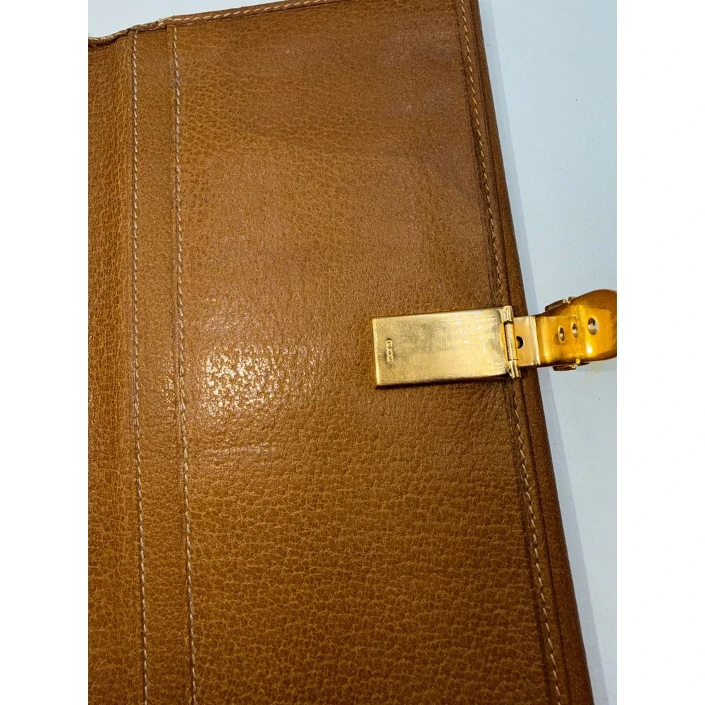 Gucci Sylvia Vintage Leather Long Buckle Wallet Made in Italy 035-149-1662 - Picture 7 of 12